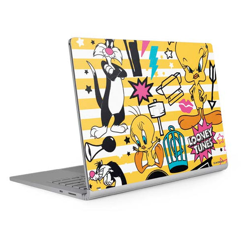 Looney Tunes Tweety and Sylvester Striped Patches Surface Book 2 13.5in Skin